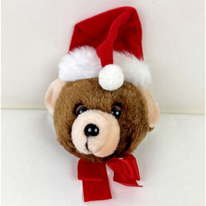 House of Lloyd 1986 Teddy Bear Door Knob Cover Vintage Christmas Santa hat